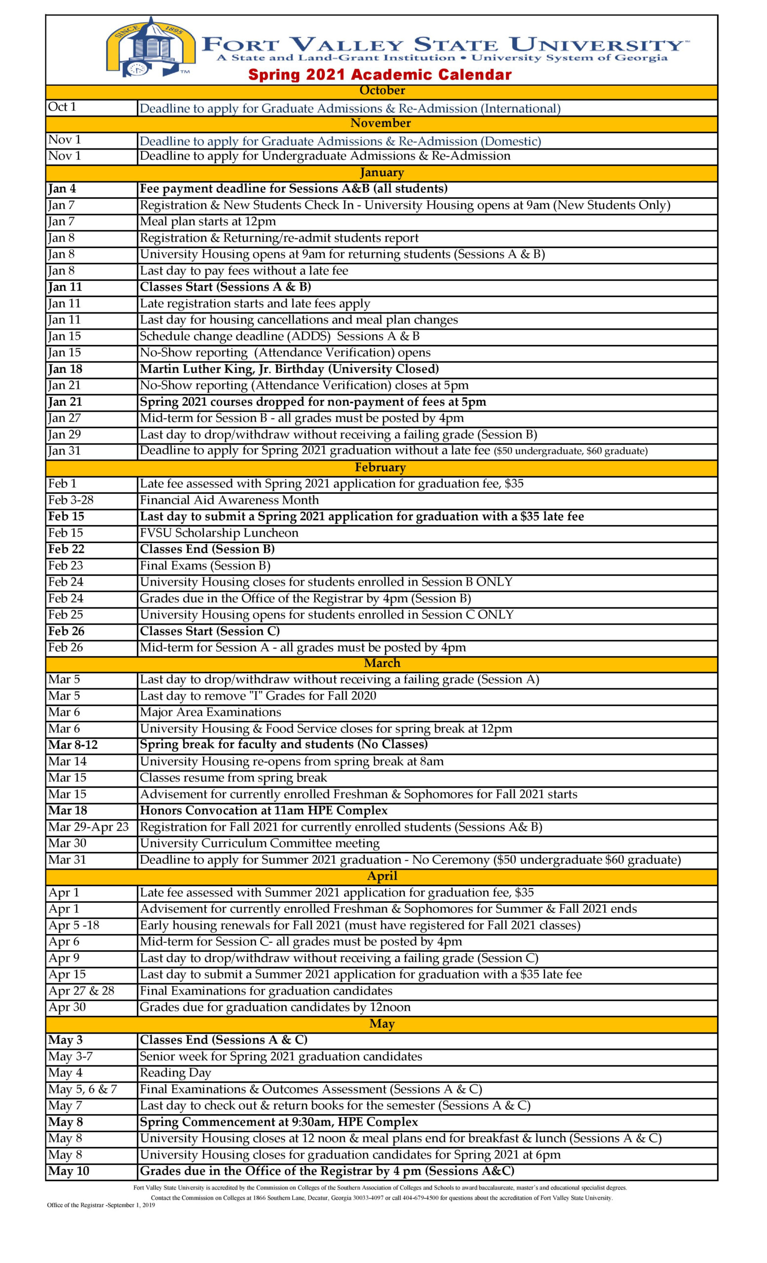 Academic Calendar Gsu