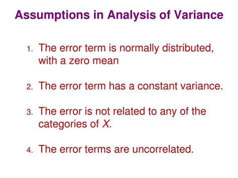 Assumptions For Analysis Of Variance Assumptions For Analysis Of Variance