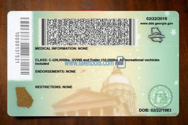 Back Of Georgia Driver's License