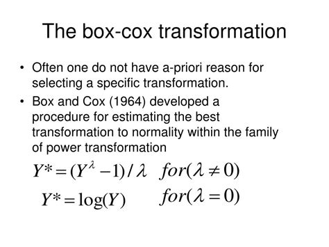 Box And Cox Transformation