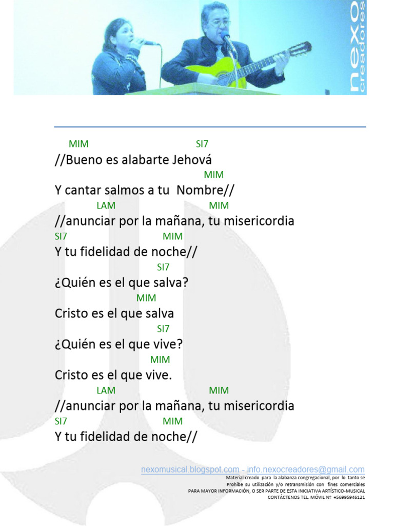 Bueno Es Alabarte Oh Jehová