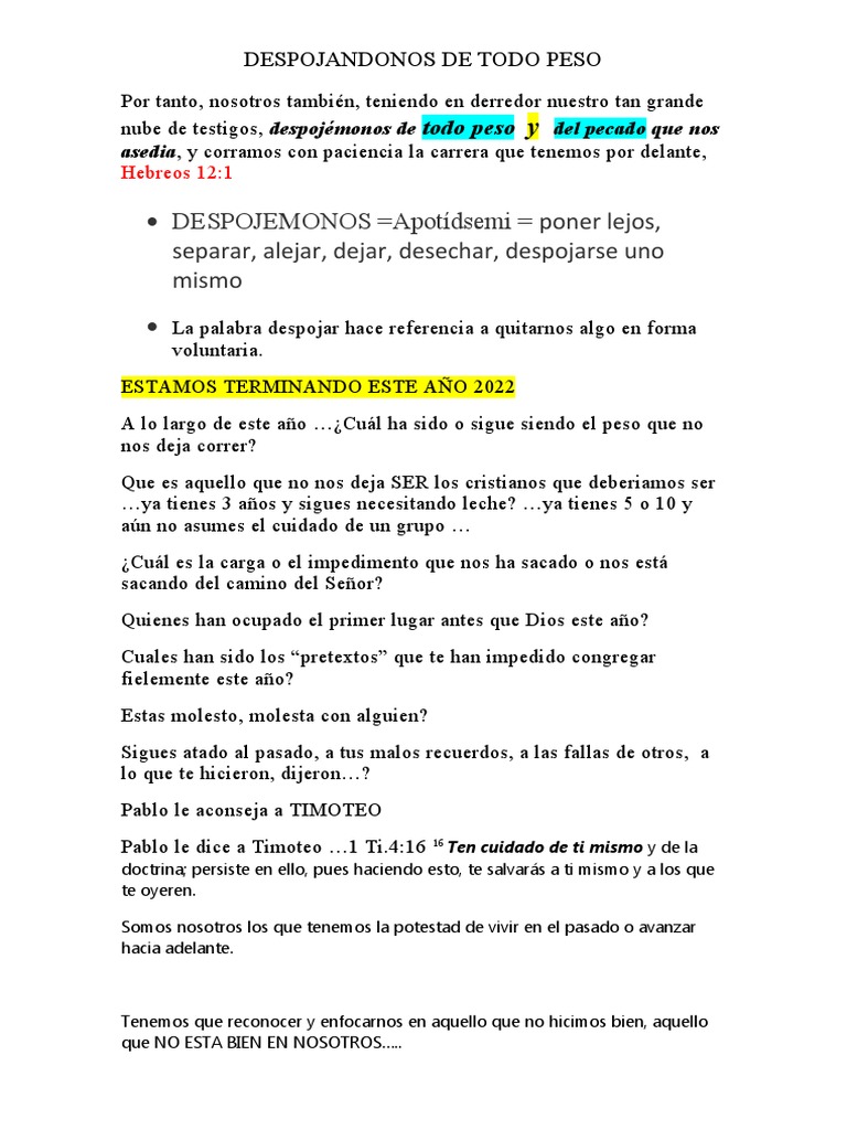 Despojandonos De Todo Peso
