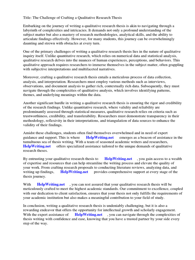 Example Of Qualitative Research Thesis