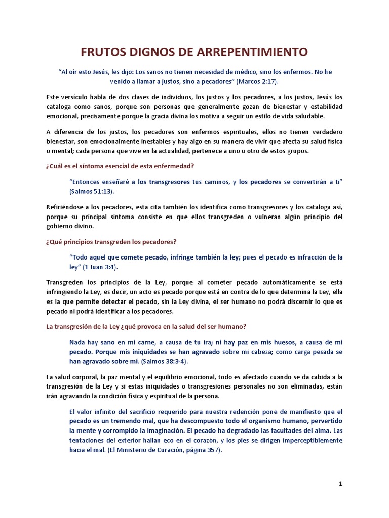 Frutos Dignos De Arrepentimiento