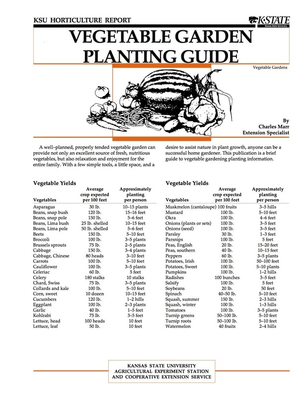 Garden Vegetable Fertilizer Chart