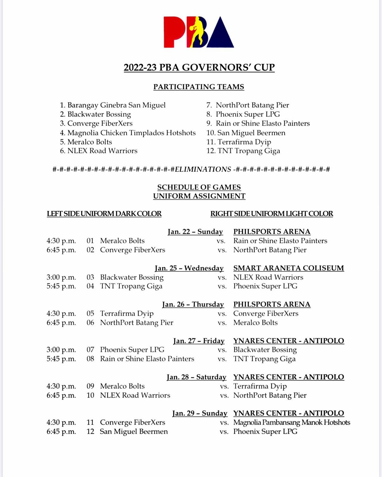 Gw Finals Schedule
