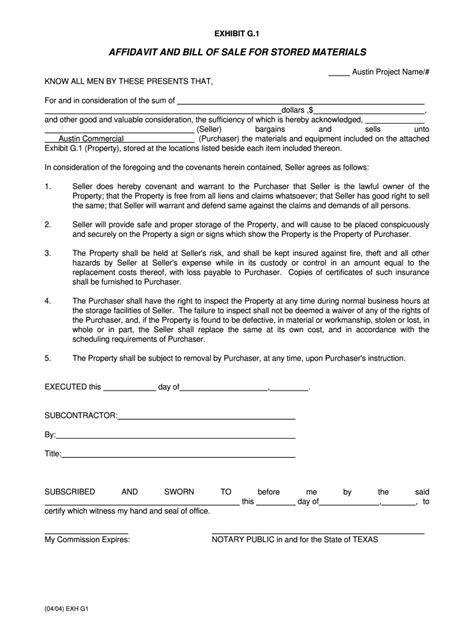 How To Create A Stored Materials Bill Of Sale? Easy Template