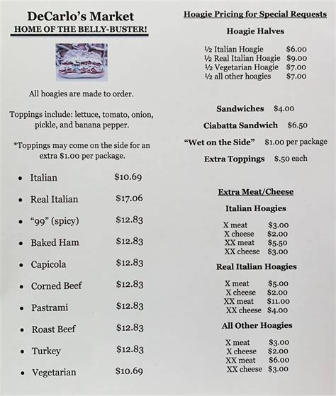 Liz Market Menu