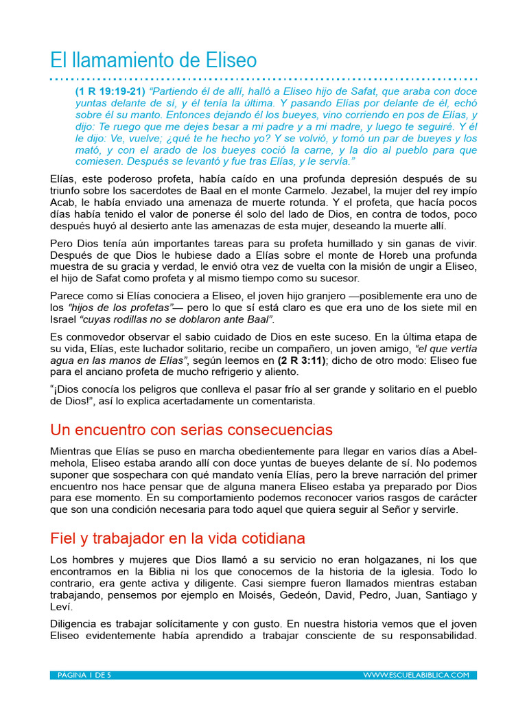 Llamamiento De Eliseo