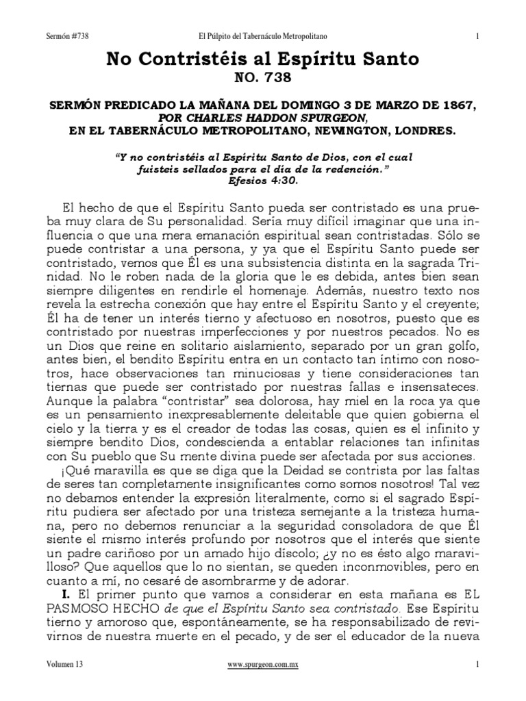 No Contristeis: Consecuencias Y Soluciones