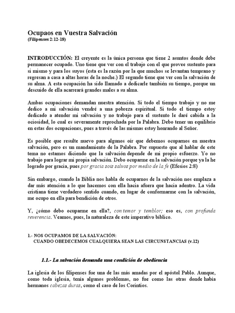 Ocupaos En Vuestra Salvación