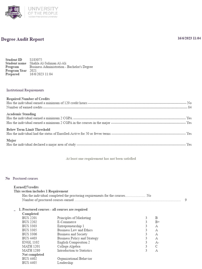 Ohio State Degree Audit