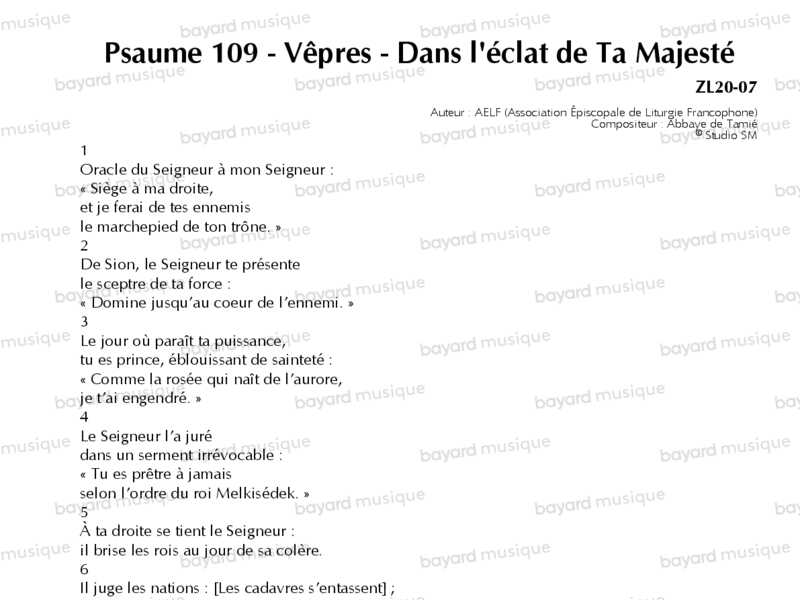Psaume 109 En Francais