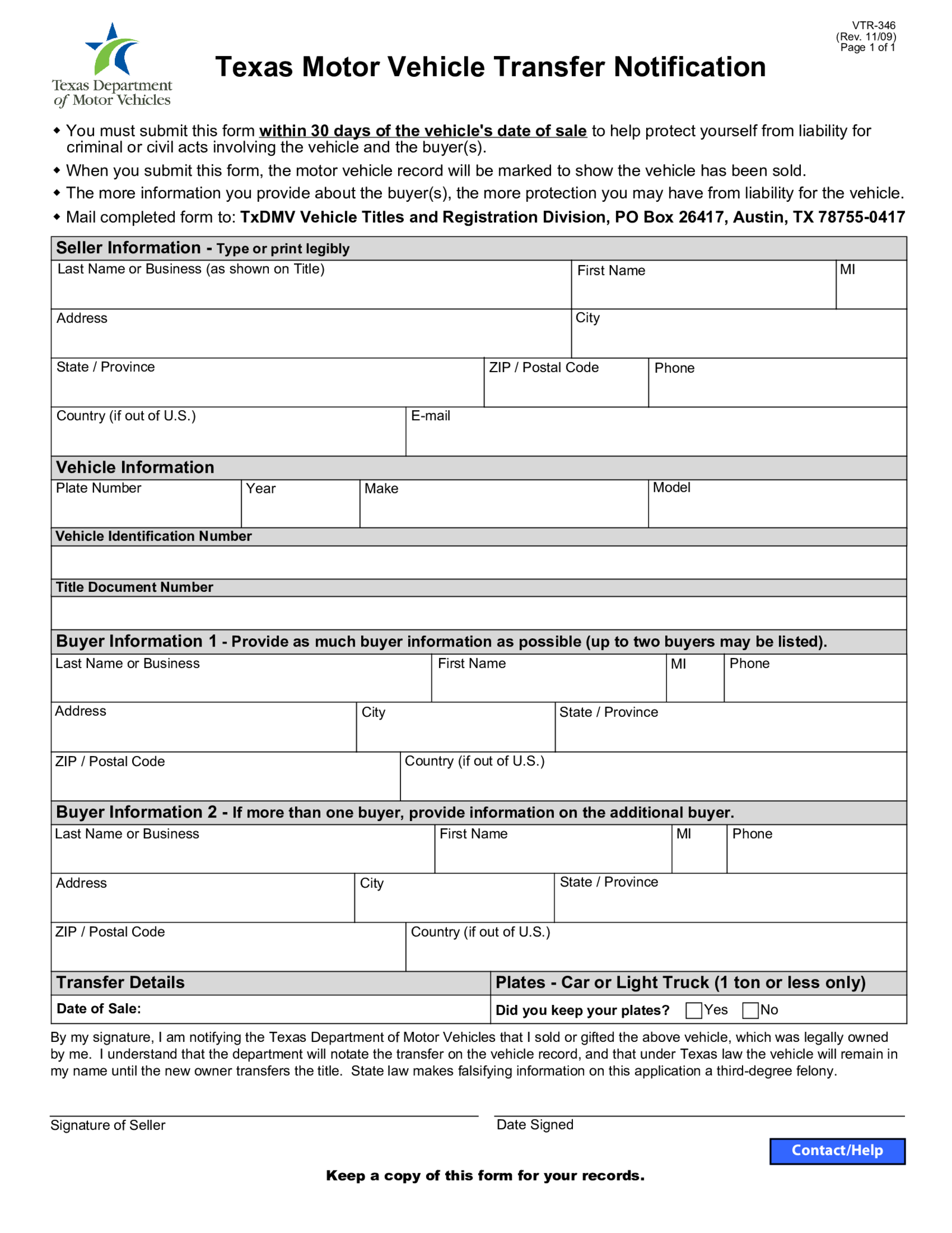 Vtr 346 Form