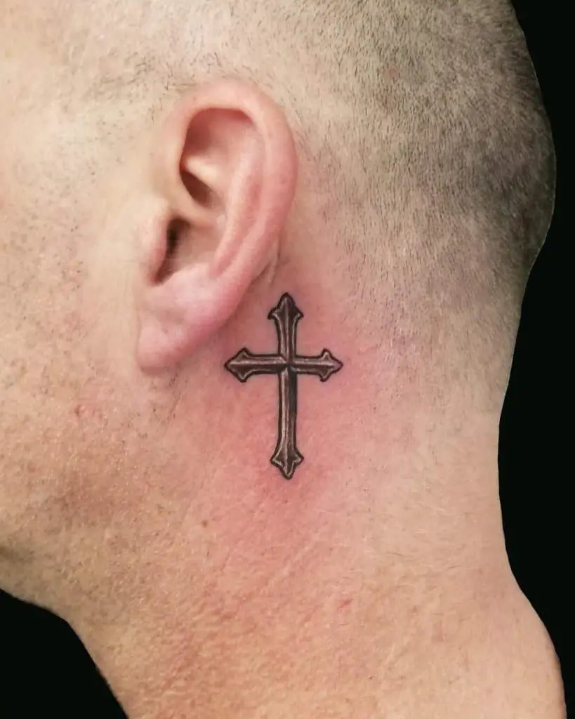 White Cross Tattoos Behind Ear White Cross Tattoos Behind Ear
